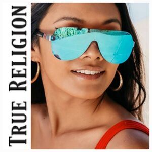 True Religion Ice Mirrored Flat Top Sunglasses